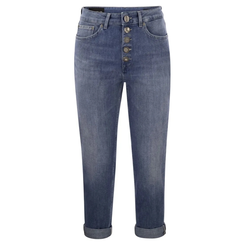 Dondup Jeans Koons - Loose Jeans With Jewelled Buttons Blue