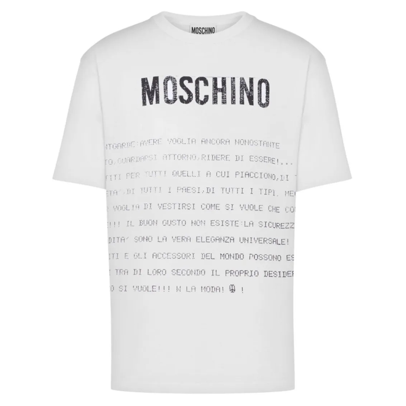 Moschino T-Shirt Bold Slogan Print Cotton Jersey T-Shirt White
