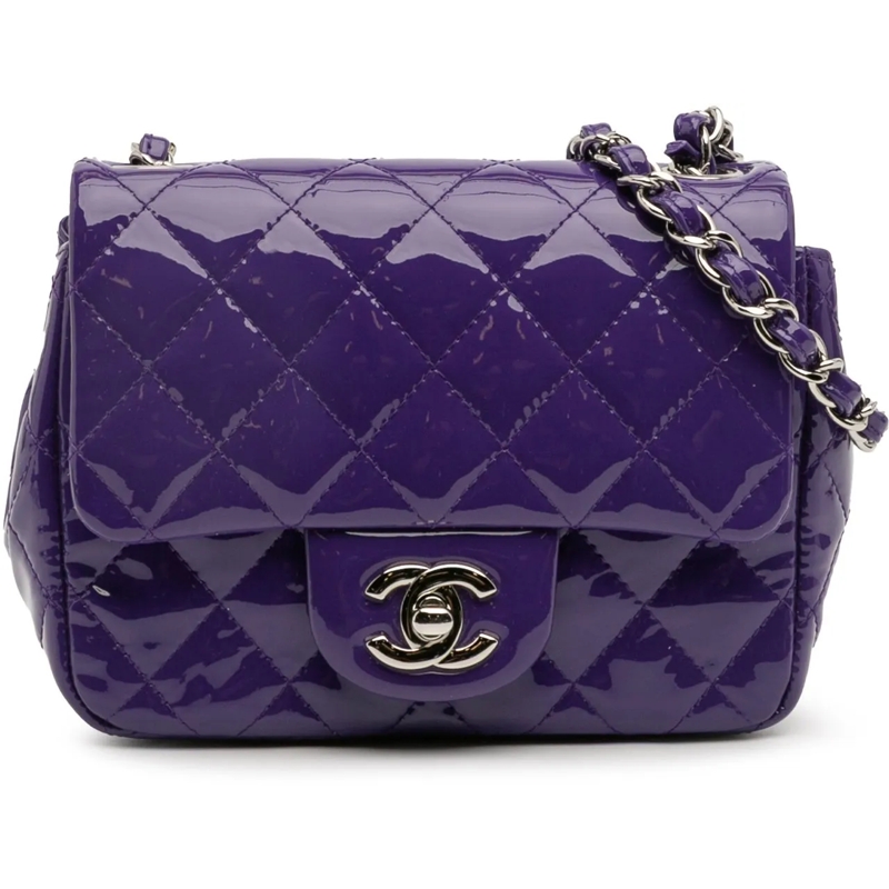 Chanel Sac à bandoulière Mini Square Classic Patent Single Flap lila