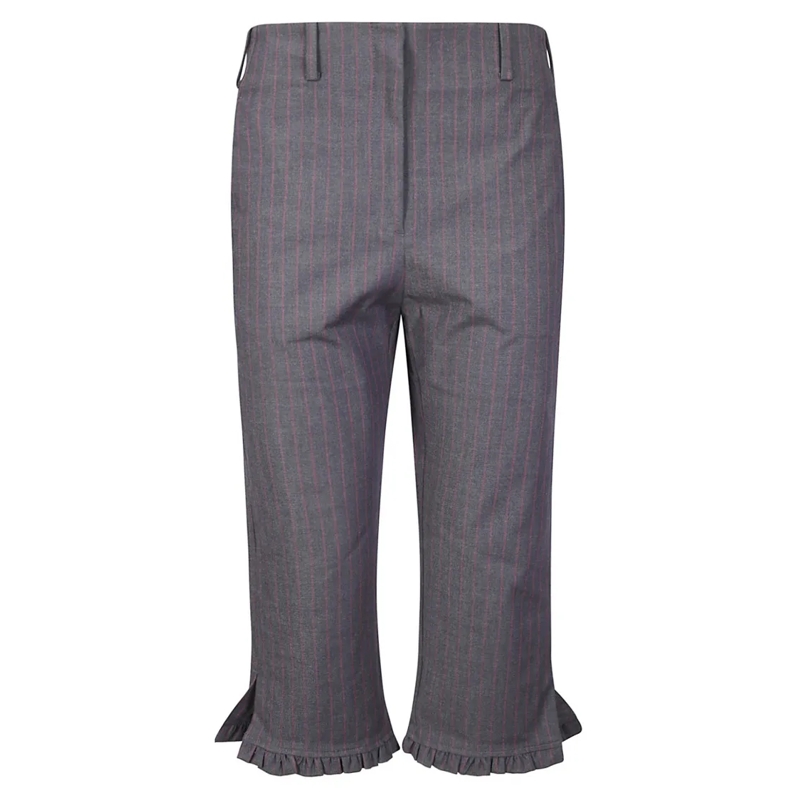 GANNI  Stretch Stripe Tailoring Capri Pants Grey