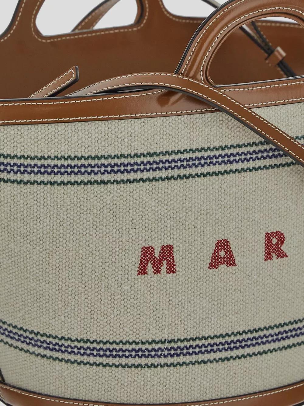 Marni Crossbody bags Kleine Tasche Tropicalia mit Schriftzug in beige
