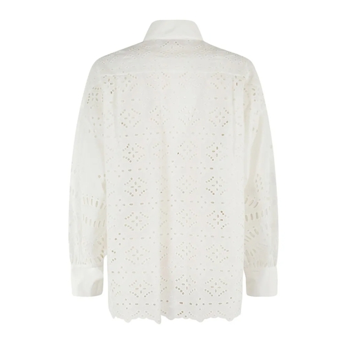 Ermanno Firenze Chemises Perforated Half Button Shirt White (Image 2)