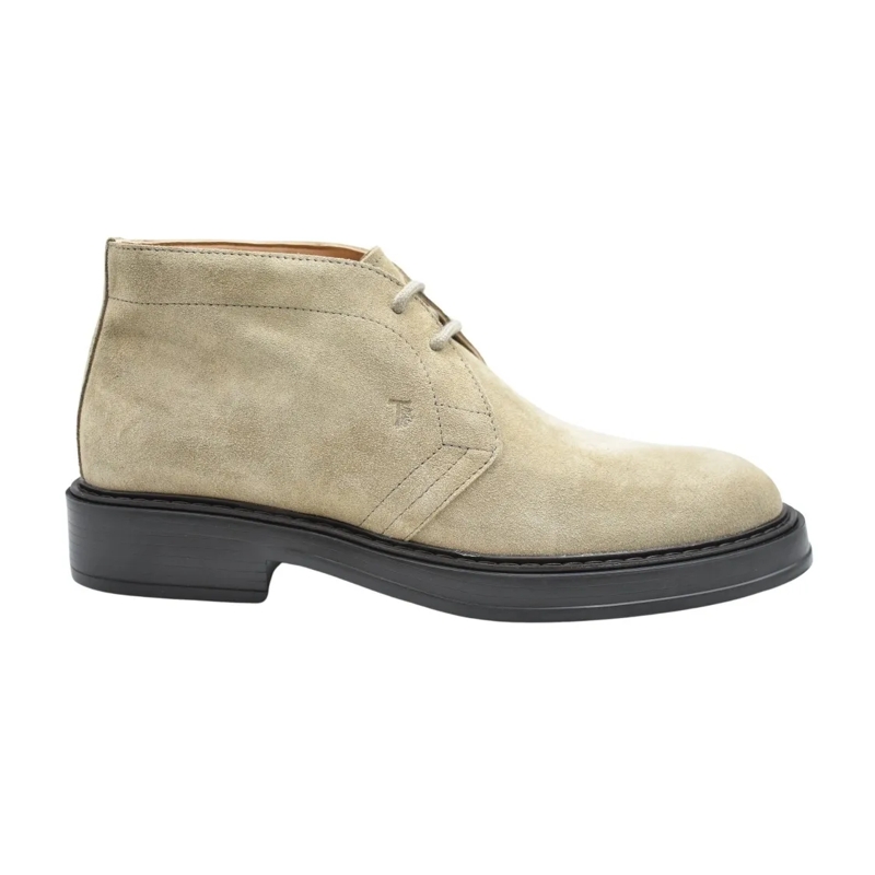 Tod's Schnürschuhe Laced Suede Boots With Refined Detailing Neutrals