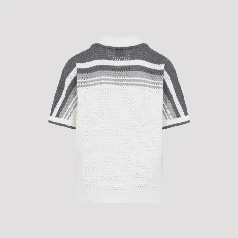 Casablanca Overhemd Textured Short-Sleeve Button-Down Shirt With Gradi White