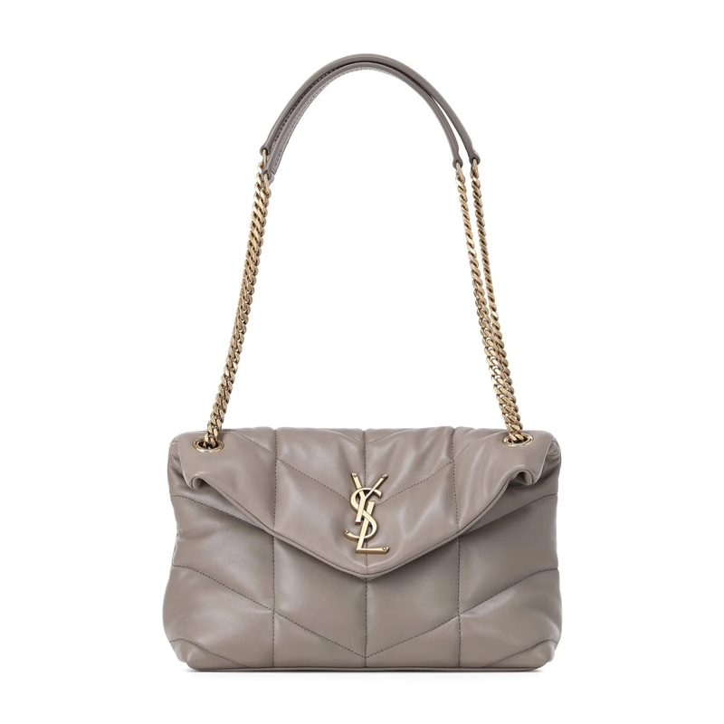 Saint Laurent Crossbody Bag Tasche Puffer aus Lammleder grau