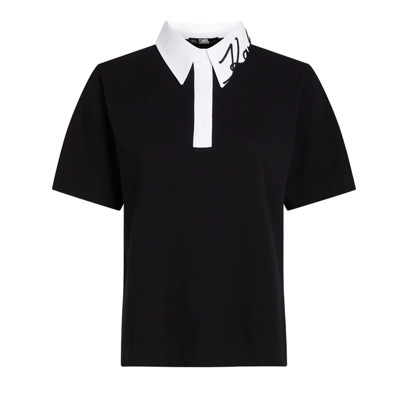 Karl Lagerfeld T-Shirt POLOSHIRT MIT SIGNATUR-LOGO T-shirt schwarz