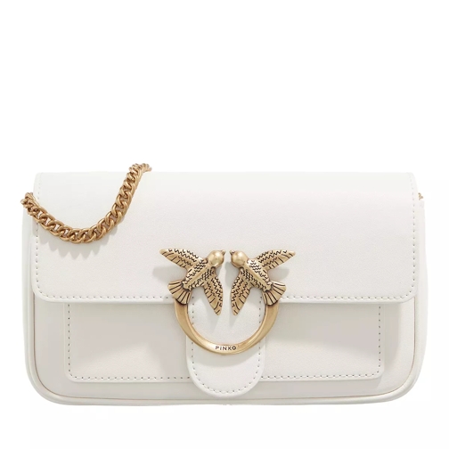 Pinko Love Pocket Simply Bianco Antique Gold Crossbody Bag