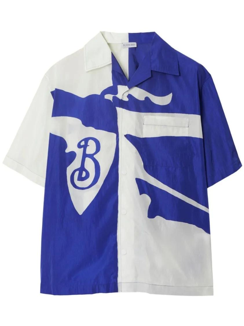 Burberry - Royal Blue Logo Print Shirt - Größe S - blau