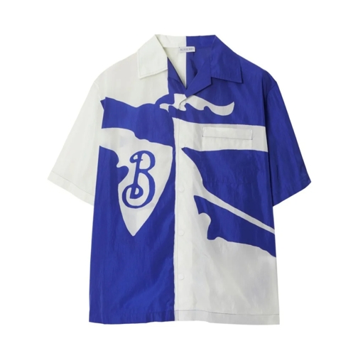 Burberry Royal Blue Logo Print Shirt Blue Camicie