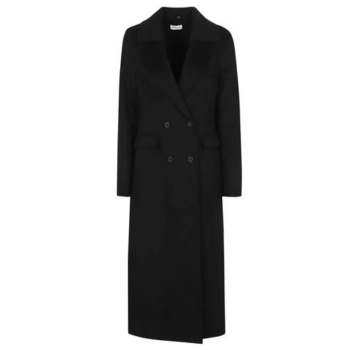 P.A.R.O.S.H. Trenchcoat Sneakerspure Wool Coat With Ribbed Knit Collar And Black