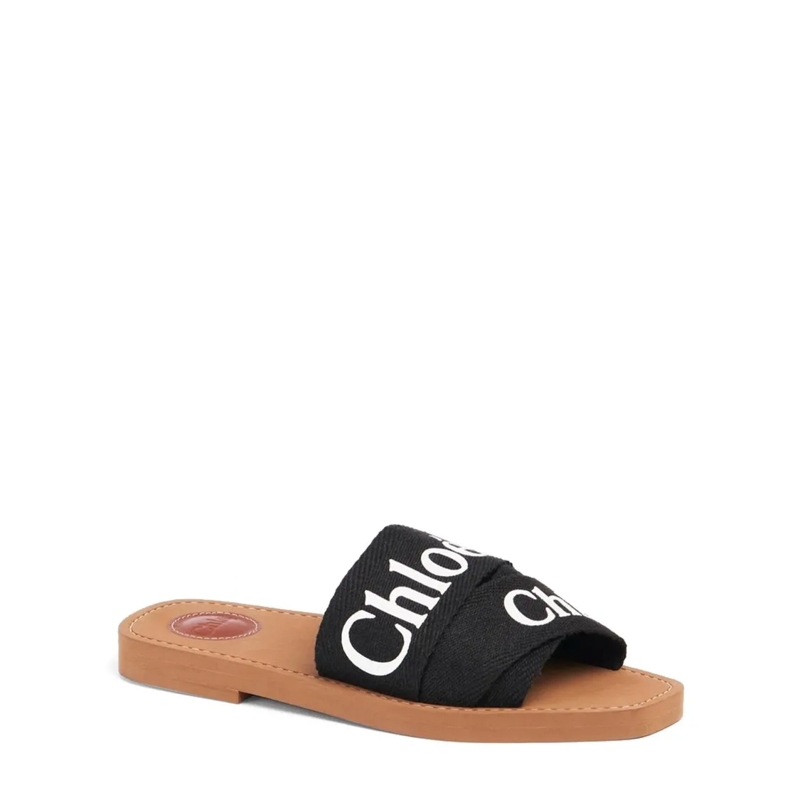 Chloé Sandales Woody Slides With Bold Logo And Comfortable Strap Black