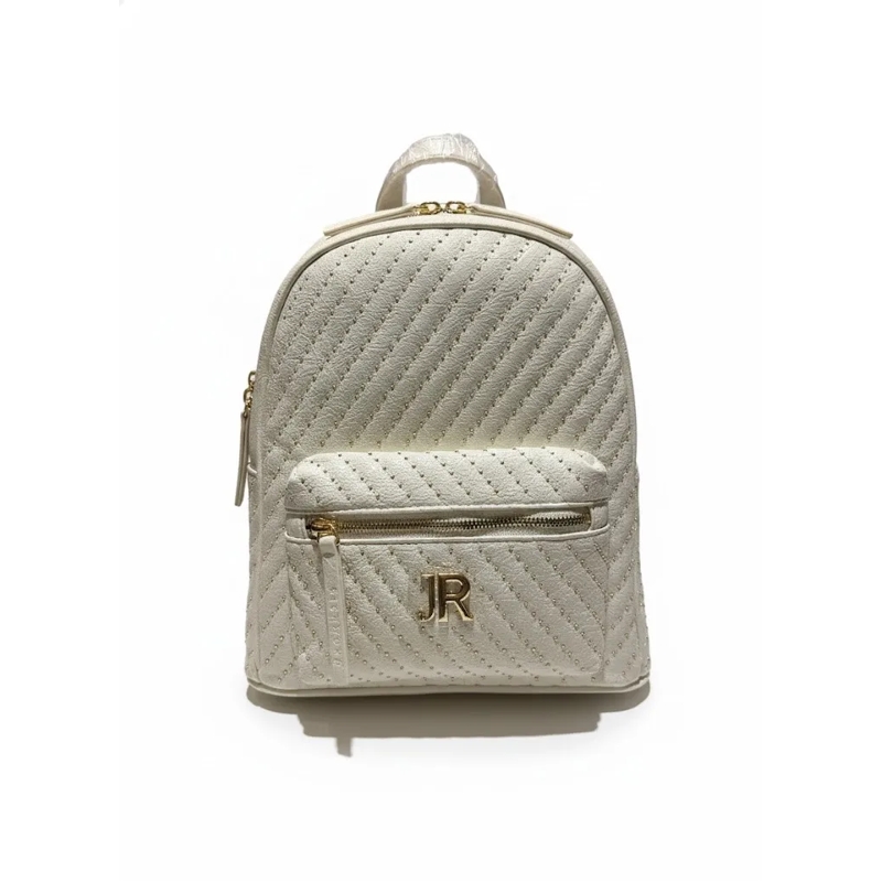 John Richmond Rucksack Quilted Textured Backpack With Metallic Details Grey