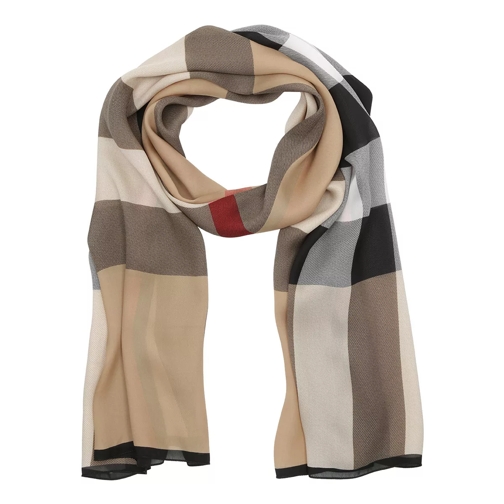 Burberry Ultra Washed Mega Satin Checked Silk Scarf Camel Leichter Schal