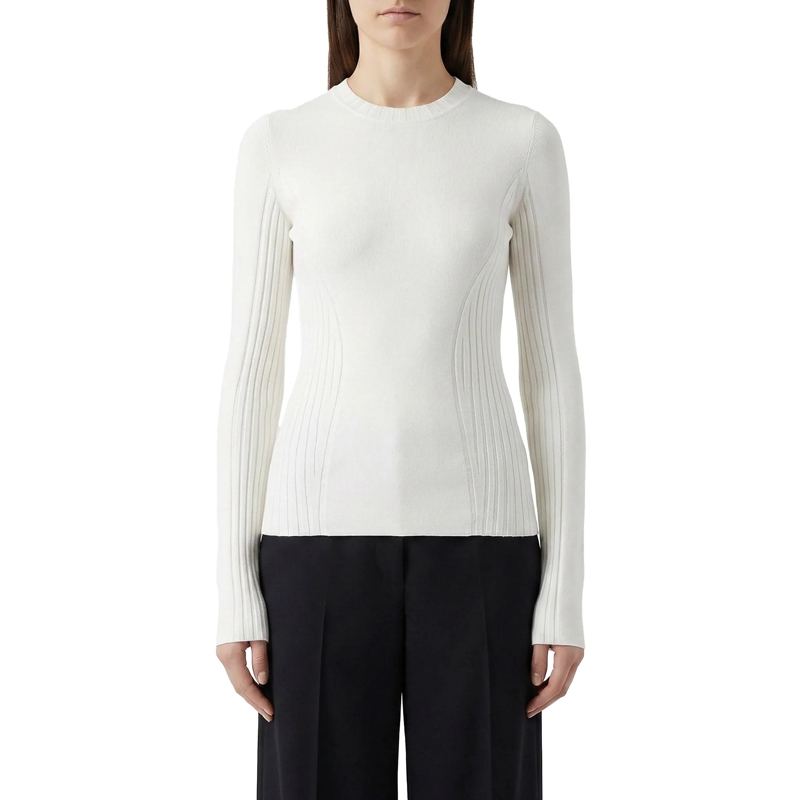 Victoria Beckham Pullover Strickpullover mit Rundhalsausschnitt weiß(Image 2)
