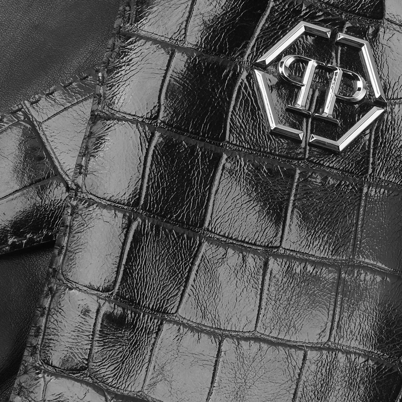 Philipp Plein Handschuhe Handschuhe Hexagon Crocco Print schwarz