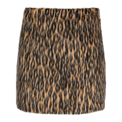 MSGM Leopard Print Mini Skirt Brown 