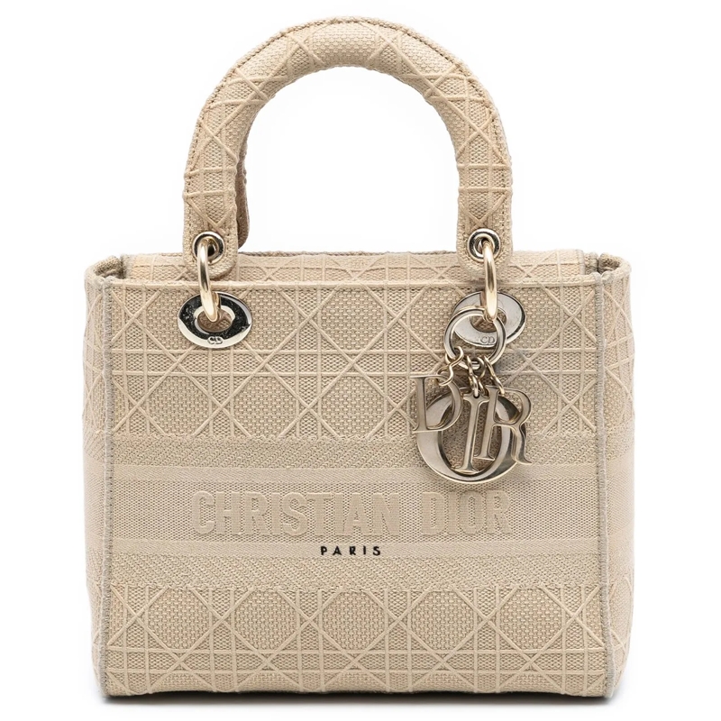 Christian Dior Schultertasche Medium Canvas Cannage Lady D Lite braun