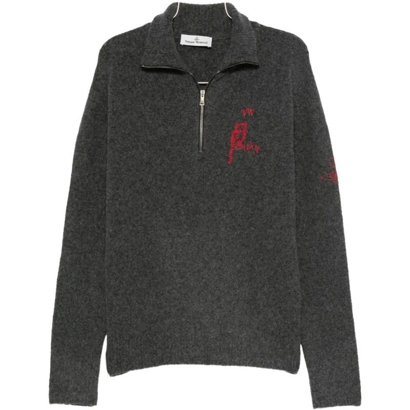 Vivienne Westwood Pull Logo Turtleneck Charcoal grau