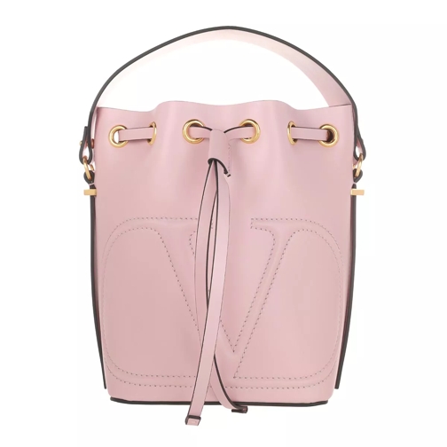 Valentino Garavani V Logo Bucket Bag Leather Rose Quartz Bucket Bag