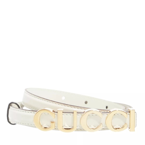 Gucci Buckle Thin Belt White Leather Dunne Riem