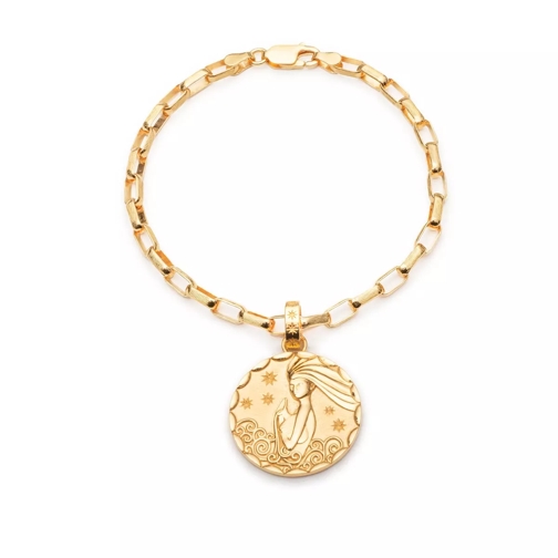 Rachel Jackson London Statement Aquarius Zodiac Art Coin Bracelet S/M Yellow Gold Bracelet