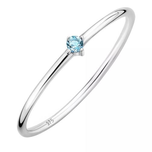 DIAMADA 9K Ring with Topaz White Gold and Swiss Blue Solitärring