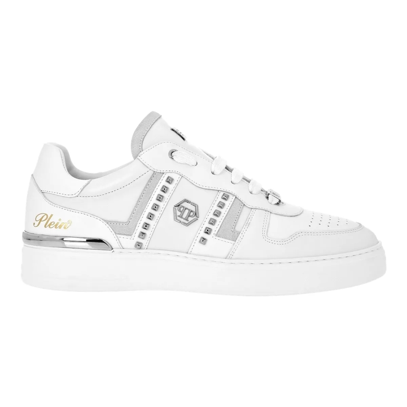 Philipp Plein Low-Top-Sneaker Lo-Top Turnschuhe Mit Nieten Verziert weiss