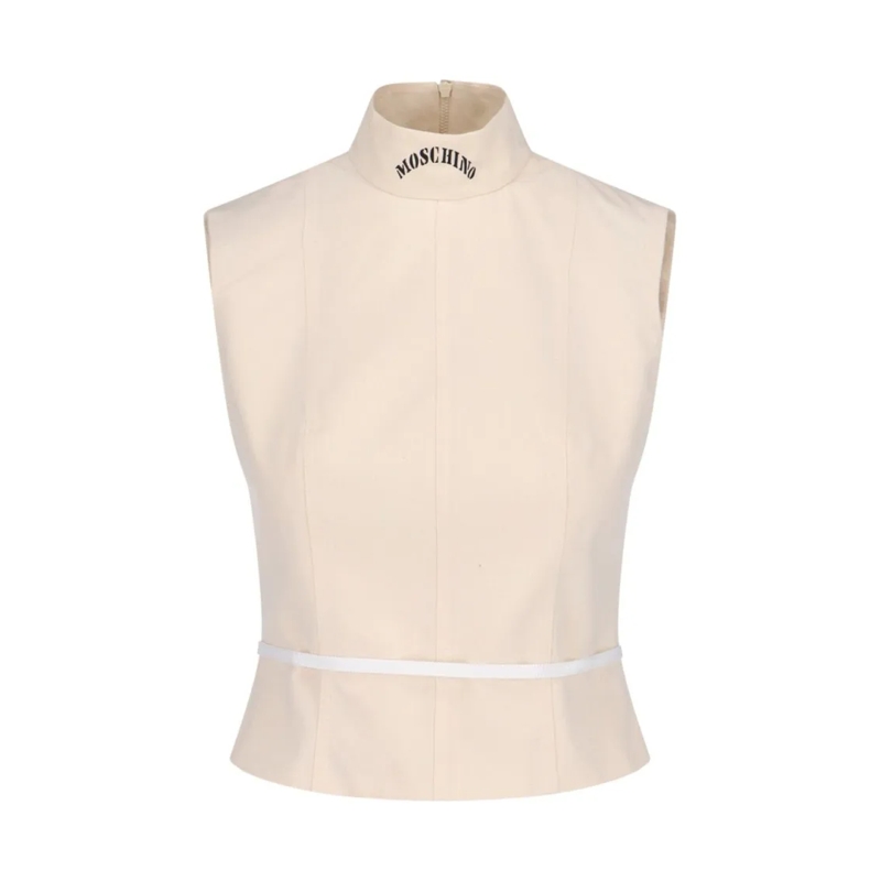Moschino Bluse Cotton Gabardine Top – Cream White