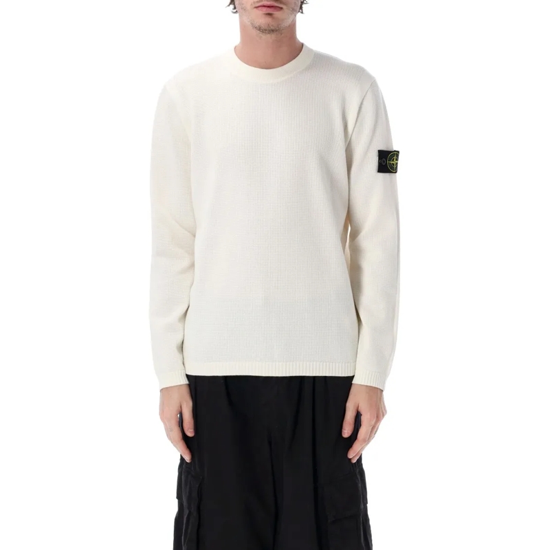 Stone Island Trui Relaxed Fit Micro Stitch Knit Jumper White