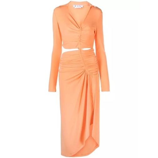 Off-White Orange Vi-Crepe Midi Dress Orange 