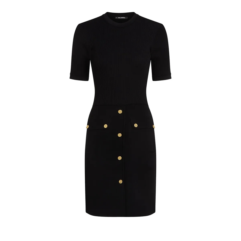 Karl Lagerfeld Kleid KLEID MIT KNOPFDETAIL Kleid schwarz