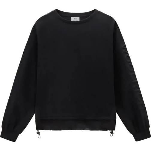 Woolrich Sweatshirts Mix Media 3D Logo Sweater Black schwarz