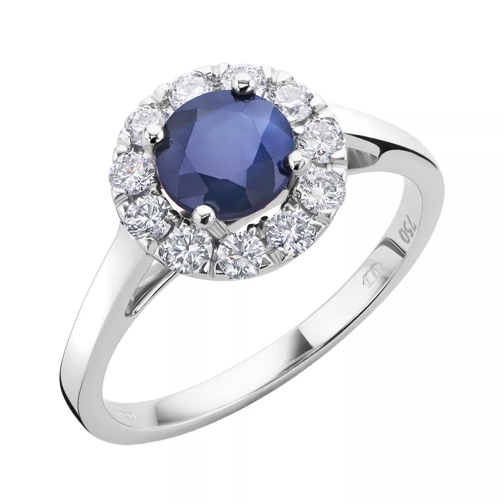 DIAMADA 18KT Sapphire And Diamond Ring White Gold  Diamond Ring