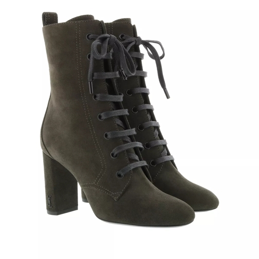 Saint Laurent Lace Up Boots Leather Green Stiefelette