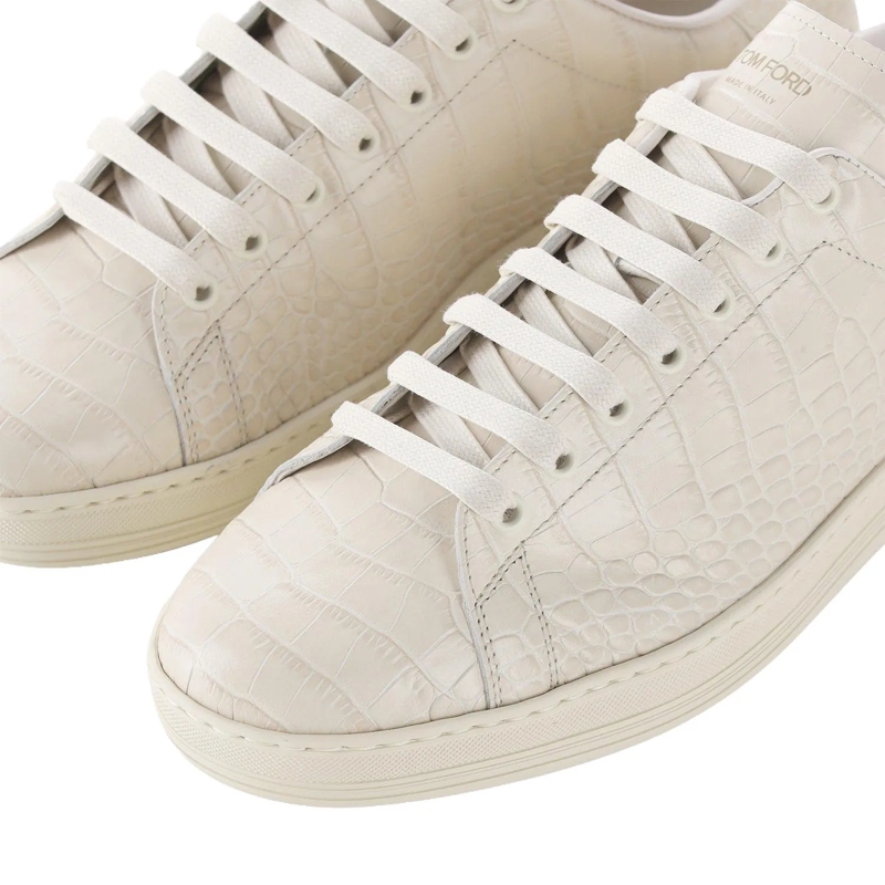 Tom Ford Chaussures à lacets Sneaker aus Leder weiß(Image 3)
