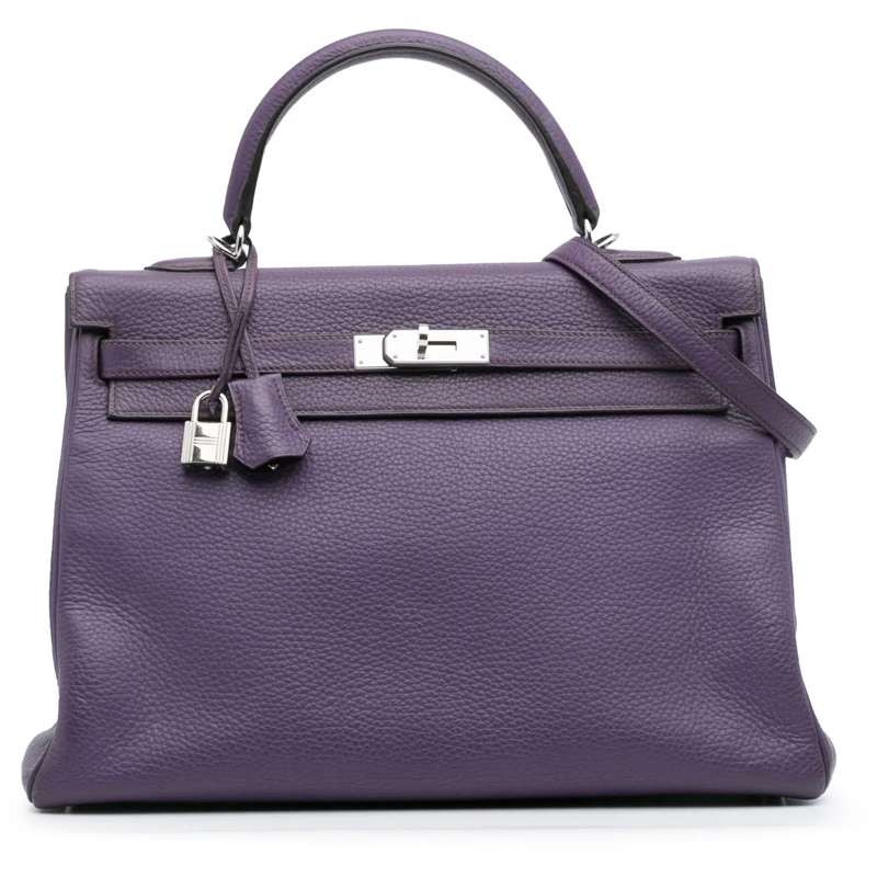 Hermès Schultertasche Togo Kelly II Retourne 35 lila