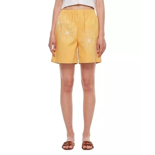 Bode New York Soleil Cotton Blend Shorts Yellow 