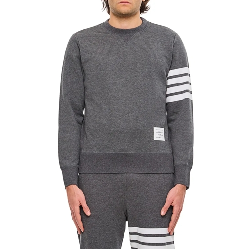 Thom Browne Pullover Classic Sweater With Engineered 4 Bar Grey