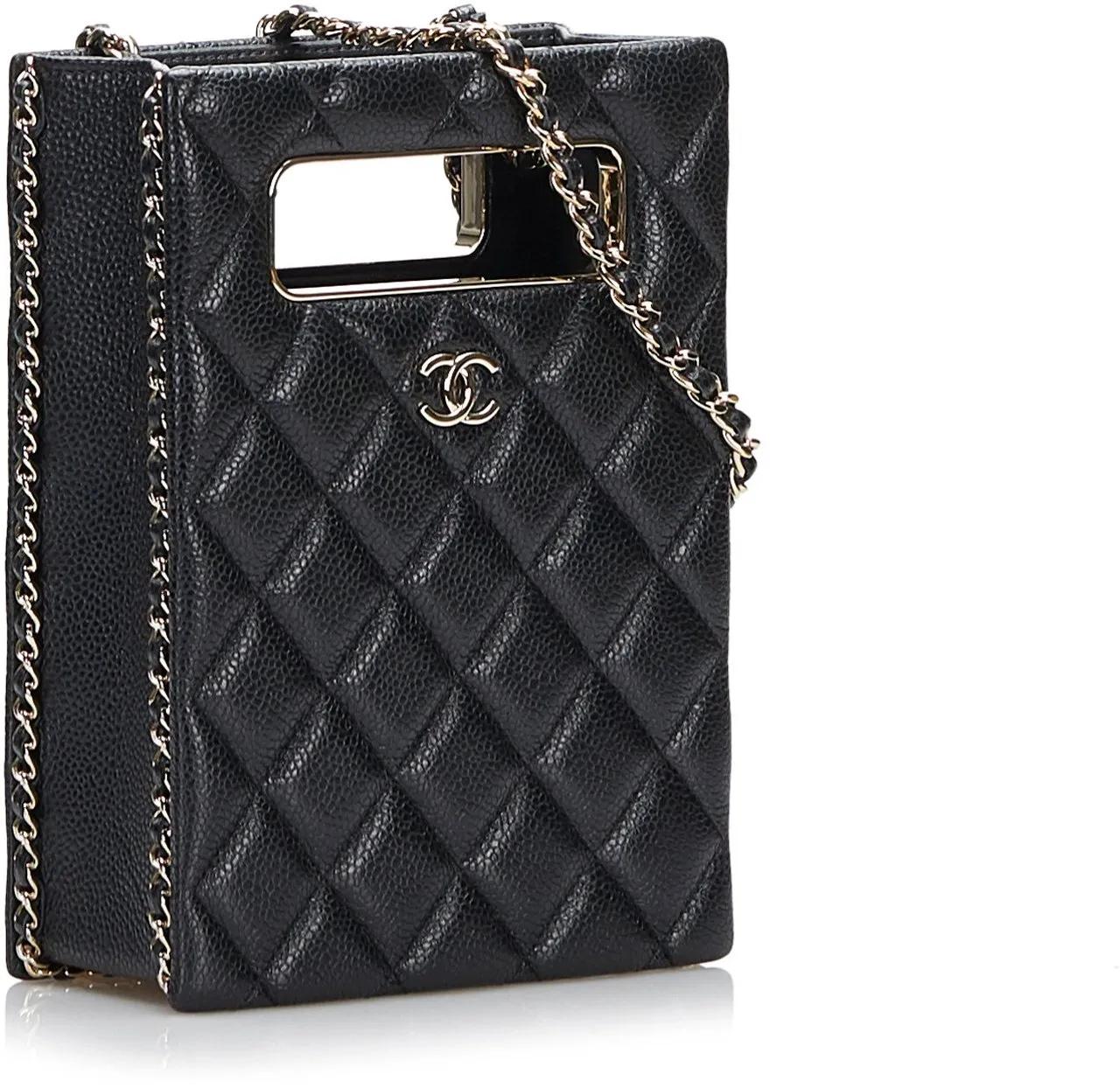 Chanel Hobo bags Mini Caviar Chain Around Cut Out Evening Bag in zwart