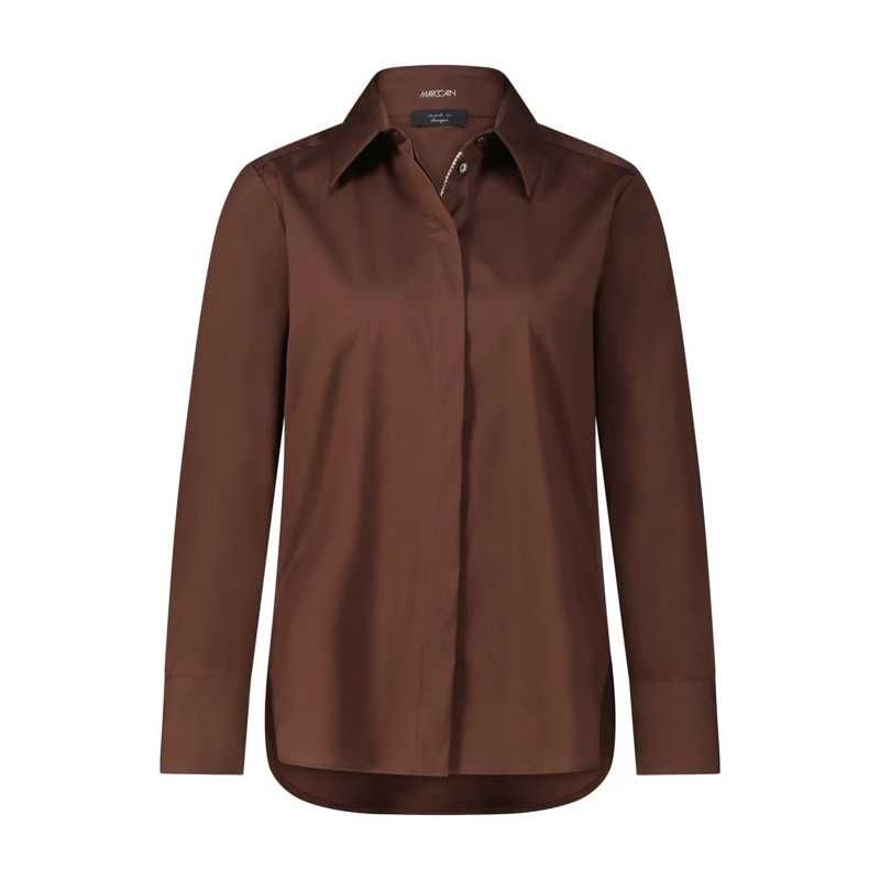 Marc Cain Bluse Hemdbluse mit Strass-Details Braun