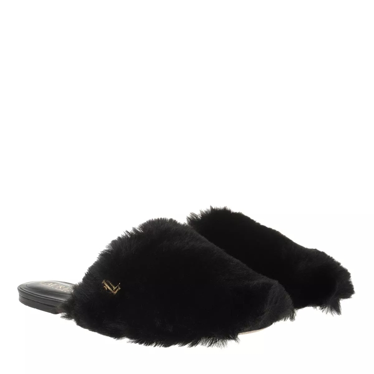 Flat mule store slides with fur