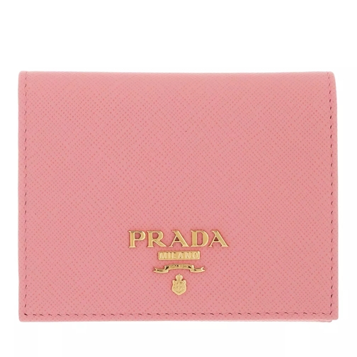 Prada Simple Wallet Flat Saffiano Logo Lettering Petalo Tvåveckad plånbok