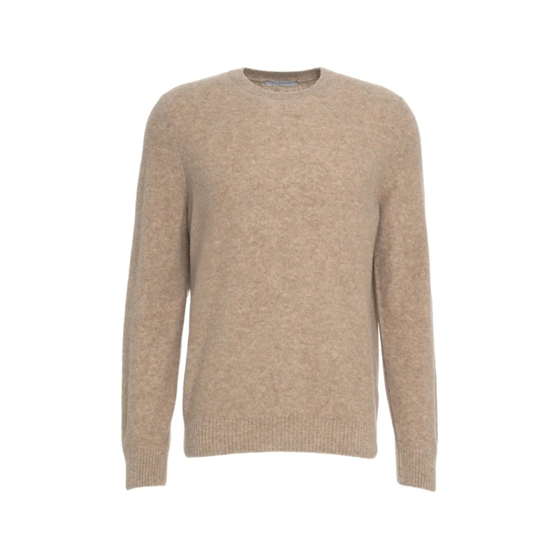 Gender Pullover Brown Wool Pullover With Classic Crew Neck Pink