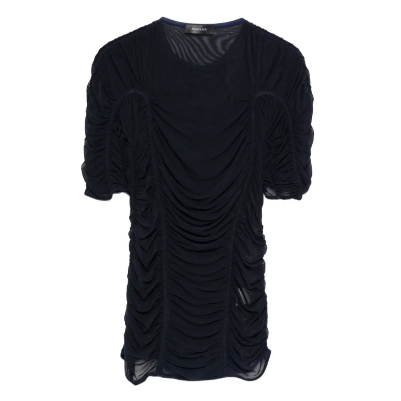 Mugler T-Shirt Sheer Mesh Top Black