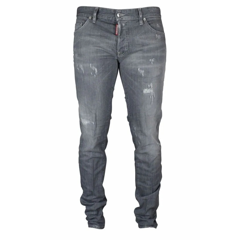 Dsquared2 Jeans Light Gray Slim-Fit Jeans With Distressed Details Grey