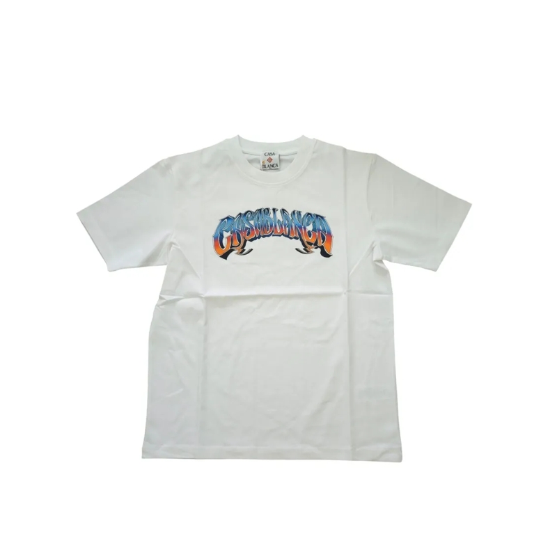 Casablanca T-shirt Gradient Gothic Short-Sleeve T-Shirt With Crew Nec White