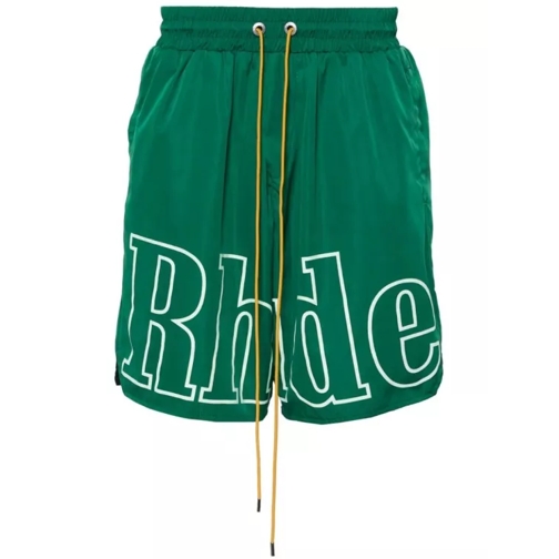 Rhude Green Logo-Print Shorts Green 