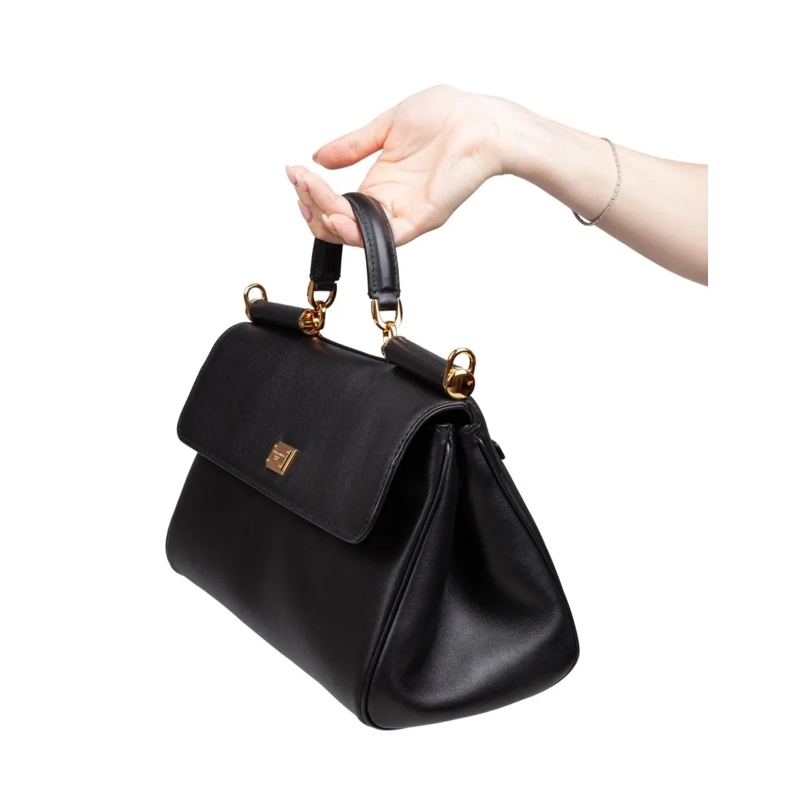 Dolce&Gabbana Sac à bandoulière Vintage My Sicily Bag In Black Leather Black(Image 2)