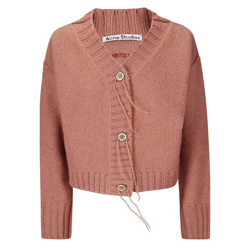 Acne Studios Strickjacke Cardigan With Frayed Effect Buttonholes Pink