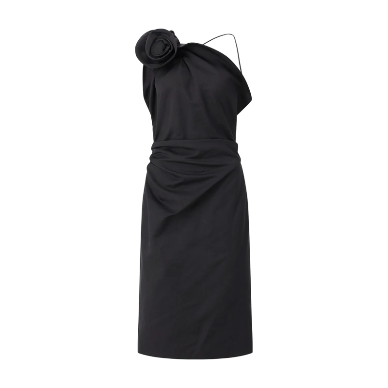 Magda Butrym Minikleid Midikleid aus Baumwoll-Seiden-Mix schwarz